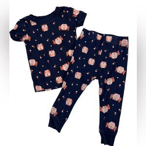 Old Navy Owl Short Sleeve Top Long Pants Pajama Set 18-24 Months